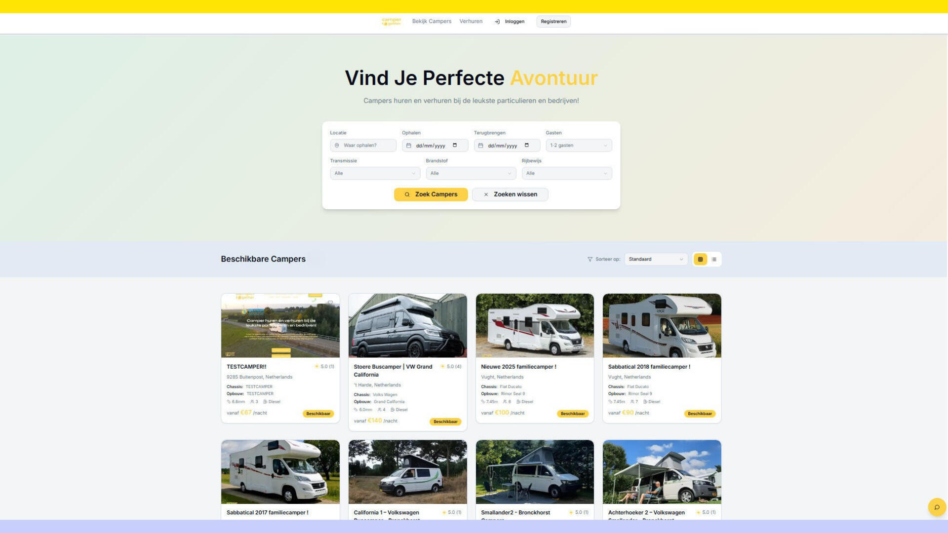 Campervan rental platform