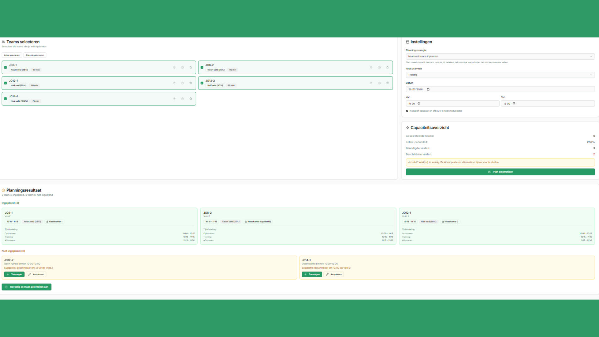 Sportclub field planner