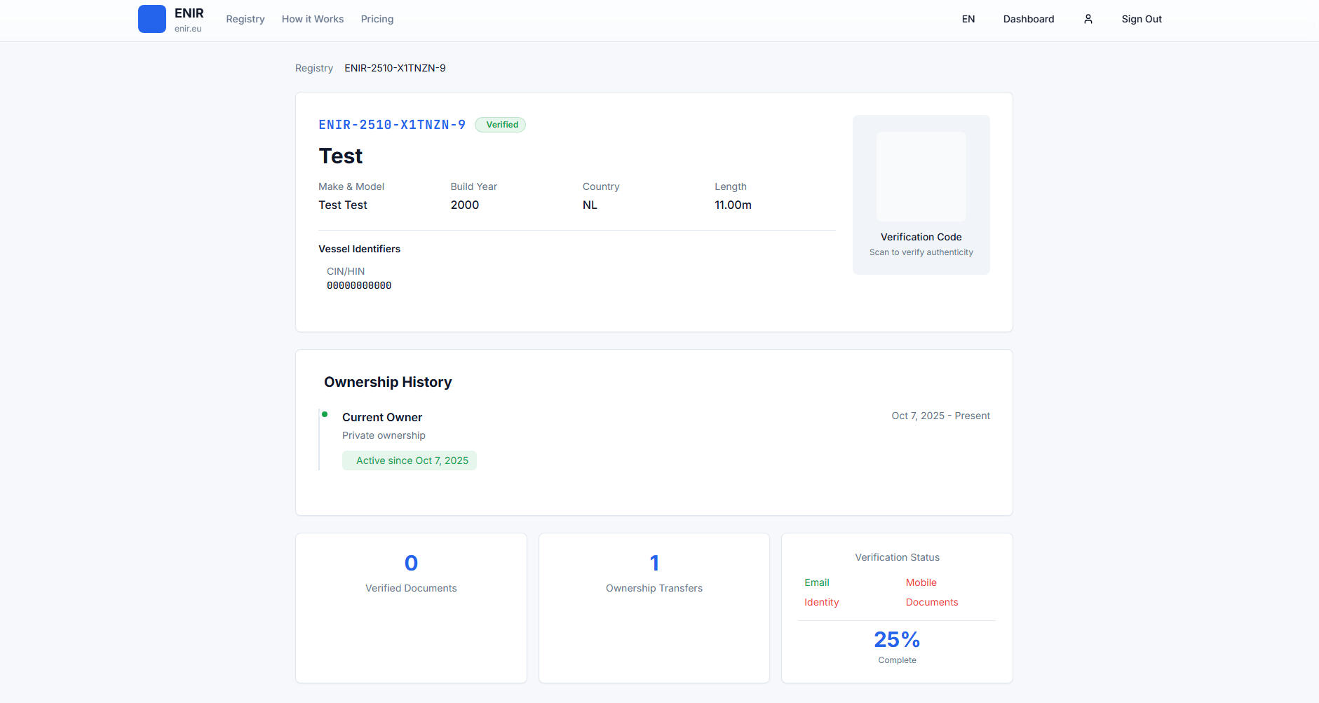 Vessel registration platform