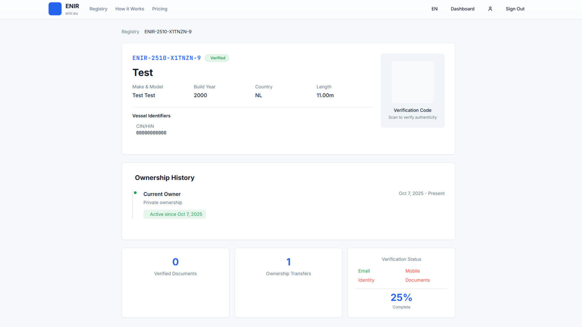 Vessel registration platform